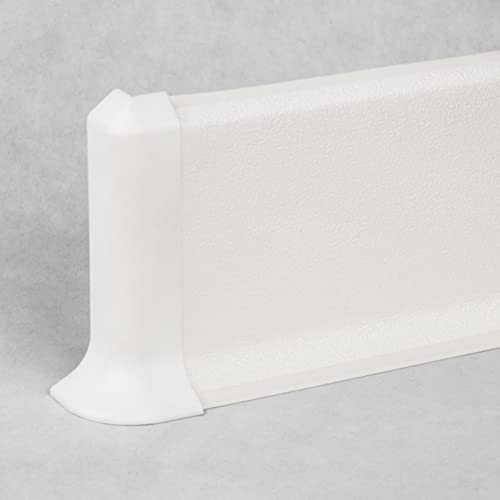PROVISTON Coin extérieur pour plinthe en plastique - Mousse rigide PVC - Blanc - 12,8 x 60 x 2500 mm - Avec lèvre souple flexible - Imperméable - Plinthe plate de qualité supérieure - Montage facile