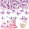 48Pcs Edible Butterfly Cupcake Toppers 3D Edible Butterfly Cake Topper Purple Butterfly Cupcake Decoration Picks Wedding Baby Shower Party Wedding Anniversary Birthday Party Cupcake Decoration