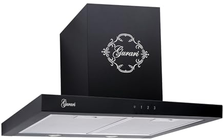 Gurari GCH F 462 BL 6 Hotte aspirante murale 60 cm Noir Hotte murale 1000 m³/h Moteur en mode évacuation ou recirculation, Touch Control ou télécommande, minuterie, lampes LED
