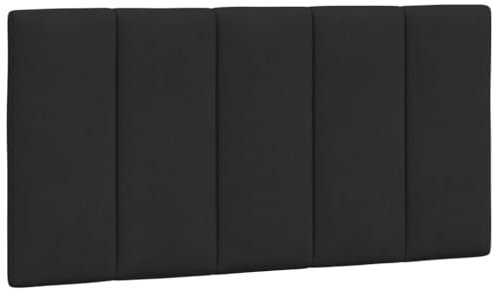 vidaXL Kopfteil Kissen Hanko, Kopfteilkissen mit Linien-Design, Bett Kopfkissen mit Klettverschlüssen auf Rückseite, Kopfteilpolster Kopfpolster, Schwarz 100cm Samt