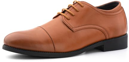 Hitmars Men’s Lace-Ups Formal Shoes Dress Brogues Mens Smart Shoes Office Patent Leather School Oxfords Derbys Shiny Casual 3 Light Brown UK 7.5