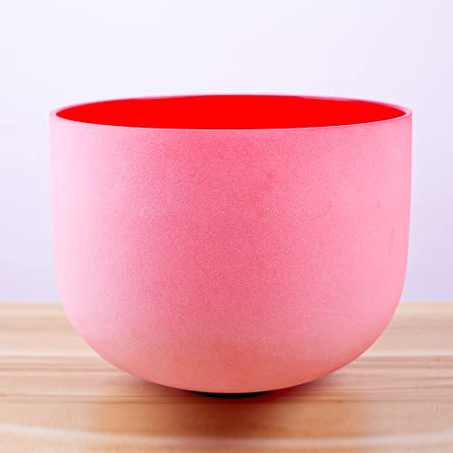 Frosted Red Color 432Hz C Root Chakra Quartz Crystal Singing Bowl for Meditation, Yoga and Relaxation 12 inch