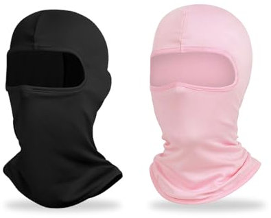 EUPSIIU 2 Stück Sturmhauben, Gesichtshaube, Hals Gaiter, Sonnenhaube, Sturmmaske für Damen Herren, UV Schutz Gesichtshaube für Motorrad, Fahrrad, Angeln (Schwarz, Rosa)