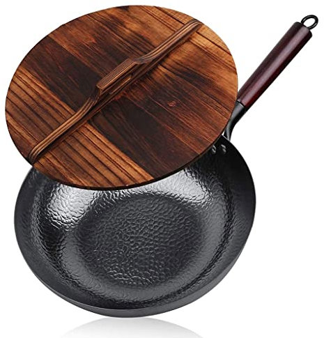 Sartenes Tradicionales Olla De Hierro Hecha A Mano Sartén Antiadherente Olla De Hierro Fundido Apta para Wok De Inducción Y Gas (D 32 cm)
