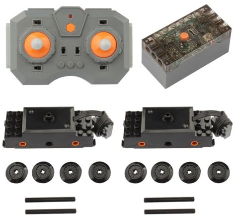 AKOGD Power Functions Zug Motor Set, Fernbedienung mit Geschwindigkeitsanpassung mit Batteriebox Kit, Klemmbausteine Zug Ersatzteile Set Kompatibel mit vielen Modellen
