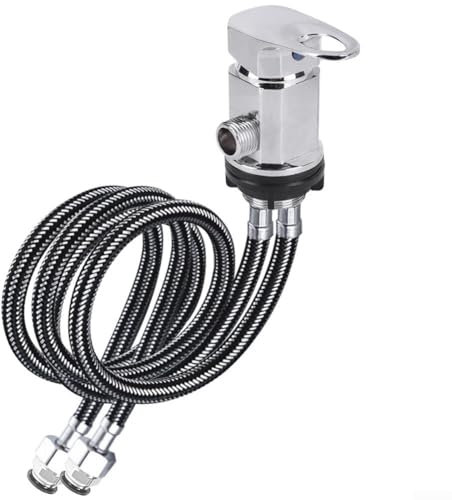 HEIBTENY Robinet mitigeur de douche avec tuyaux d'entrée de 80 cm filetage G1/2 pour camping-car, caravane, salle de bain (noir)