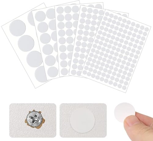 SANTUO 322 Stück Weiße Schraubenabdeckung Selbstklebend Ø12-50mm - Abdeckkappen Wasserdicht für Möbel Wandschränke Schreibtische Bohrloch