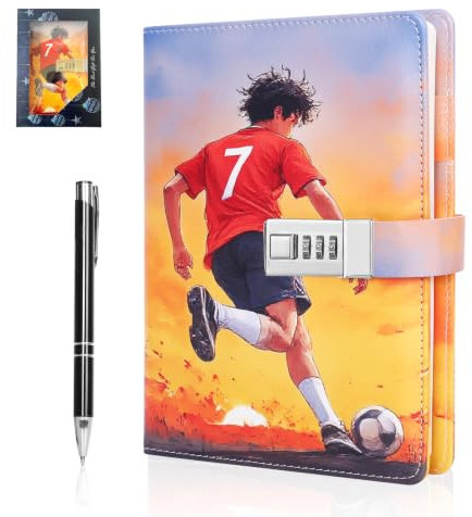 Folxakdis Journal Intime Garçon avec Cadenas Carnet Secret Intime Enfant Garçon Journal Intime Enfant Code Secret Des cadeaux sympas pour les garçons de 8-16 ans