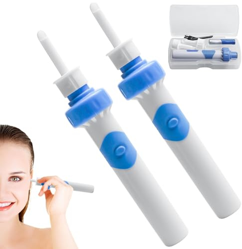 2 Stück Oroclear Ohrenschmalz-Sauger, Ohrenschmalz-Reiniger Mit 2 Waschbaren Ersatzköpfen Und Batterie, Elektrisch Ohrenreiniger Entferner, Sicheres Und Weiches Ear Cleaner, für Kinder, Erwachsene