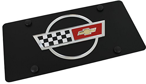 Chevrolet Corvette C4 Flaggen Nummernschild Schwarz Stahl