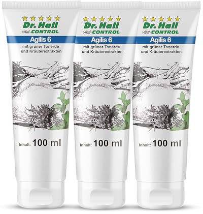 Agilis 6 Creme mit Wärme-Effekt – wärmende Pflege bei Muskelkater & Verspannungen – mit Teufelskralle, Menthol, Rosmarin & Cajeput -3 x 100ml