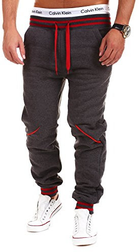 MT Styles Trainingshose Jogginghose MT-52 [Dunkelgrau/Rot, XL]