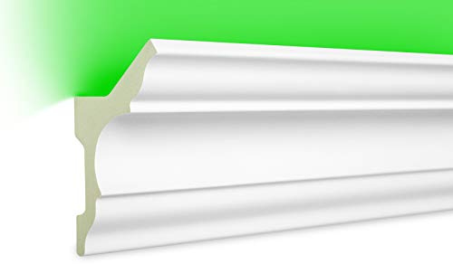 HEXIM LED Stuckleisten aus PU - Indirekte Beleuchtung mit modernen Deckenleisten, lichtundurchlässig, leicht und schlagzäh - (40 Meter Sparpaket LED-4 80x48mm) Zierprofil, Stuck, Deckenbeleuchtung