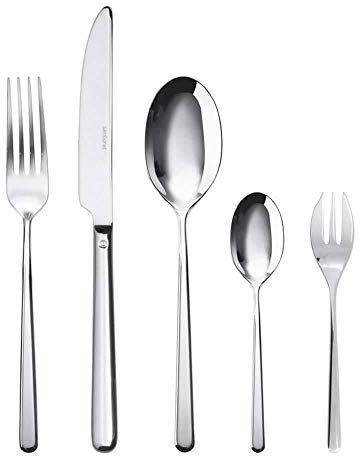 Sambonet Linear 52513-N1 - Set di Posate da Tavola monoblocco in acciaio inox 18/10, per 6 persone, 30 pezzi: 6 forchette, 6 cucchiai, 6 coltelli, 6 forchette dolce, 6 cucchiaini tè