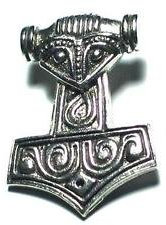 Viking Thors Hammer Pewter Pin Badge, Thor Odin Norse