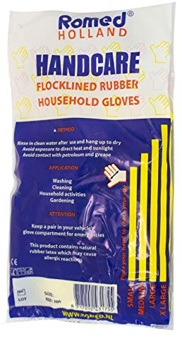 Romed Haushaltshandschuhe gelb 100% Naturlatex (Größe: L, 12 Paar)