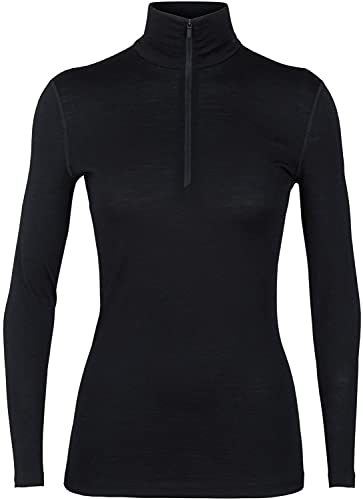 Icebreaker Merino Damen 200 Oasis Langarm Half Zip, Schwarz, S