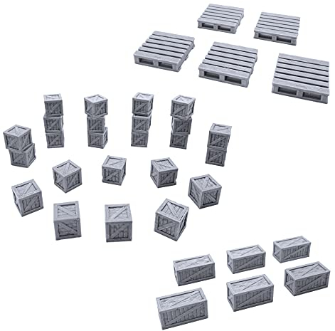 EnderToys Rustikale Kisten und Paletten, Terrain-Landschaft für Tischplatte, 28 mm, Miniaturen, Kriegsspiel, 3D-gedruckt und bemalbar