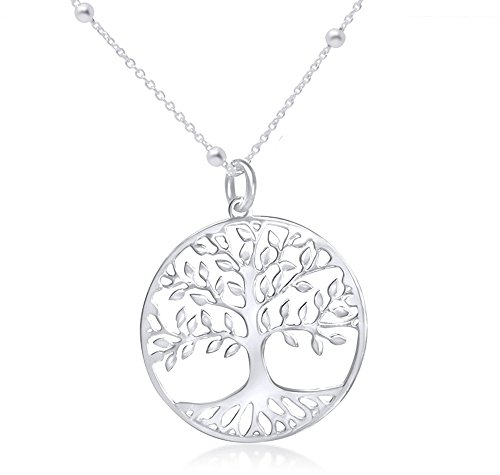 WANDA PLATA Lebensbaum anhänger, lebensbaum kette, Baum des Lebens Halskette in 925 Sterling Silber 40 cm + 5 cm Kette