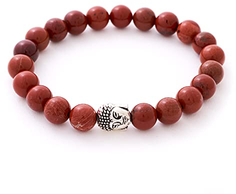 BERGERLIN Jaspis Armband echt mit Naturstein Perlen - Buddha Armband