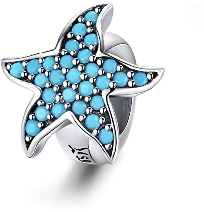 NewL Charm-Anhänger Seestern Silber 925 Original Perlen passend für Damen Armband & Armreif Zirkonia Charm mit Silikon