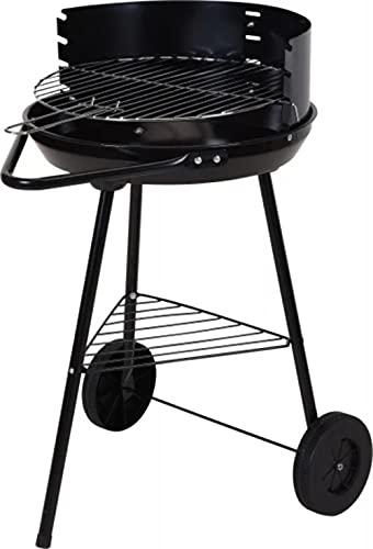Trendyshop365 Holzkohle-Kugelgrill mit Thermometer BBQ Grillrost Rund 54cm Schwarz
