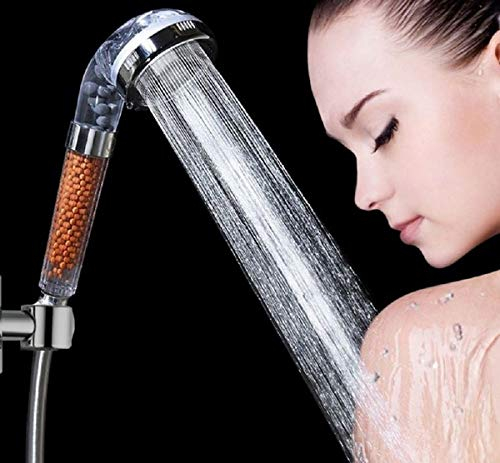 RHP Duschkopf mit Mineralsteinen & 3 Strahlarten I Wassersparende und Druckerhöhende Duschbrause - bis zu 30% Wasserersparnis - Handbrause Brausekopf für normale Dusche & Regendusche