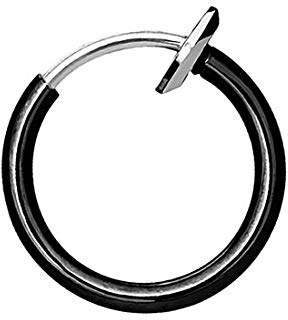Taffstyle Piercing Fake Ring Tribal Klemmring Septum Tragus Helix Nase Lippe Ohr Hoop Clip Ear Cuff Nasenring Nasenpiercing Ohrpiercing Schwarz