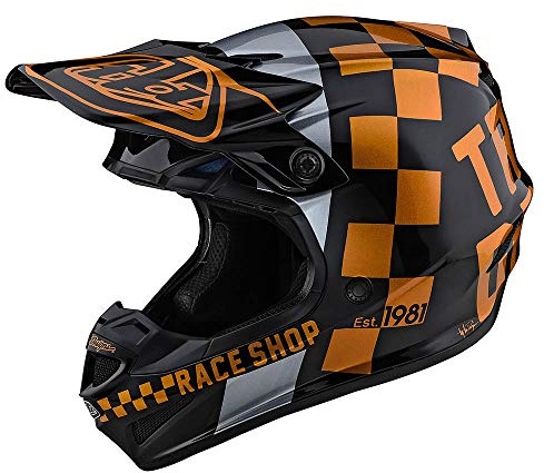 Troy Lee Designs SE4 PA Checker Motocross Helm Schwarz/Gold XL