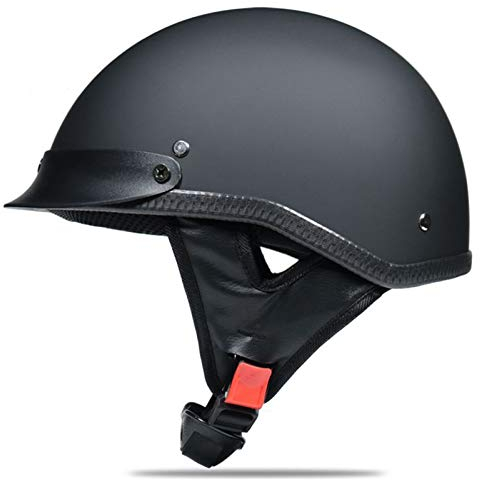 Retrò Mezzo Conchiglia Casco,Casco Da Moto Aperto Caschi A Scodella,DOT Omologato Con Visiera Casco Da Moto Scooter Per Donna Uomo, A,L