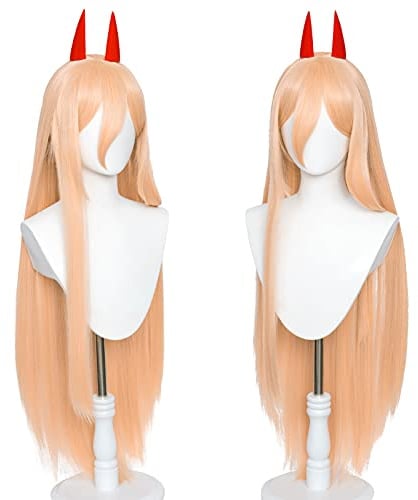 Soyusunny Power Men's Anime Cosplay Horns Chainsaw Wig