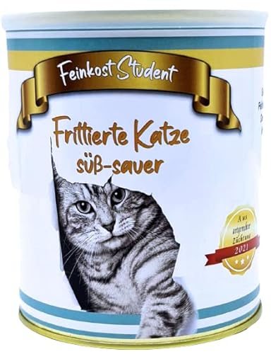 Frittierte Katze süß-sauer aus der Dose Scherzarktikel, Lustige Geschenkidee, Party-Brüller, Spaßgeschenk, Halloween, Geburtstagsgeschenk