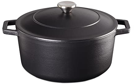 Mellerware - Cacerola de hierro fundido CUKING Heavy 26cm 5,3L | Apta para todos tipos de cocina: vitrocerámica, gas, horno, placa electrica e induccion | Antiadherente | Libre PFOA y PTFE | Negra