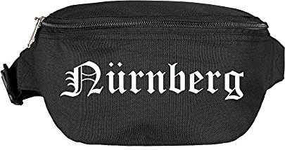 Nürnberg Bauchtasche - Altdeutsch Bedruckt - Gürteltasche Hipbag Schwarz