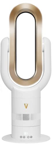 VORTEX AIR Pro Bladeless Space Heater and Cooler Gold Deluxe - Remote Oscillating Tower Fan with Timer and Adjustable 10 Speed Settings - 1.650W