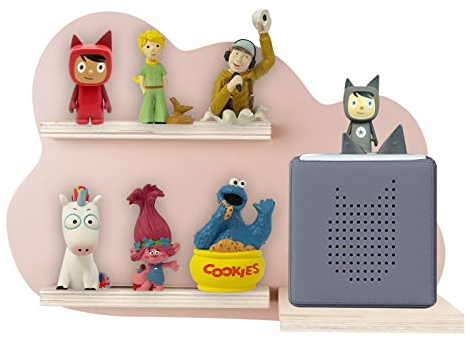 Shudyear Toniebox Regal mit Platz für 14 Tonie-Figuren, Tonie Box Magnetisches Wandregal, für Kinder zum Spielen und Sammeln (Rosa,Wolken)