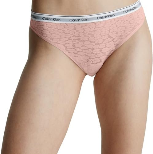 Calvin Klein String Femme High Leg Thong avec Dentelle, Rose (Subdued), XL