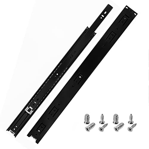 HELPMATE – Schubladenschienen – schwarz Vollauszug 500 mm – 1 Paar 2er Set Kugelvollauszüge 35 kg – Traglast Schubladenauszug – Stahl schwarz lackiert – inkl. Befestigungsmaterial
