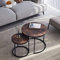 HJhomeheart Runde Satztische 2er Set, Couchtische, Groß: 60 x 60 x 45 cm, Klein: 40 x 40 x 35 cm, Vintage