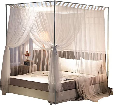 BYZOM Himmelbett, Moskitorahmen, Queen-Size, Edelstahl-Halterung for Schlafzimmerdekoration, Metall-Holzbett/Plattformgröße, Doppelbett, Doppelbett (Farbe : 22mm Thick Bracket, Größe : 180X200CM)