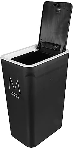 STOBAZA Mülleimer mit Deckel und Drucköffnung, 10l, PP Schwarz