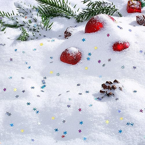 Geosar 21,2 Unzen Weihnachten Kunstschnee und 1,8 Unzen Schillerndes Schneeflocken Konfetti Glitzer Sofortschnee PVC Schneeflocken Deko für Weihnachten Hochzeit Geburtstag DIY Basteln Weiß AB Farbe