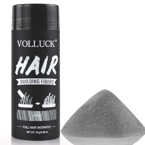 VOLLUCK Streuhaar zur Haarverdichtung, Langanhaltend Hair Fiber Frauen Männer, Natürlich Haarprodukte fur Haarausfall 28 g (Grau)