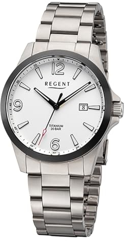 REGENT Titanuhr Herren 39mm 20 Bar verschraubte Krone F-1444