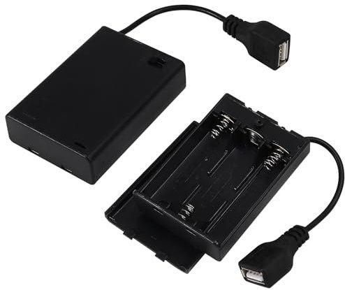 AEDIKO 2pcs 3 AA Battery Holder USB Switch 4.5V USB Female Socket 3x 1.5V AA Battery Case Box Holder On/Off Switch for RC Cars LED Light
