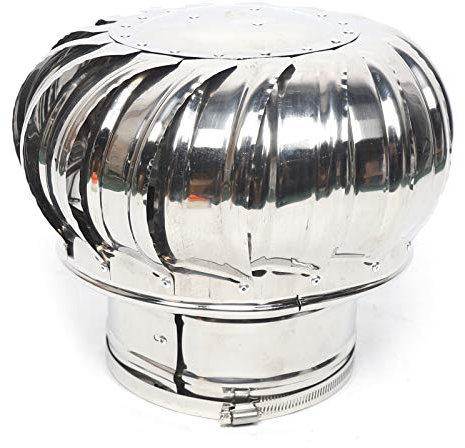 Roof Fan Wind-Powered Stainless Steel Extractor Hood Rotating Spinner Stainless Steel Rotating Ball Attachment Roof Ventilation Wind Turbine Diameter 160 mm