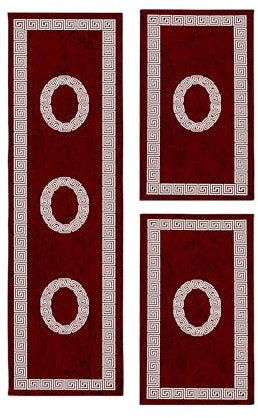 Carpetsale24 Bettumrandung Schlafzimmer 3 teilig Kurzflor Teppich Rot Bettvorleger Schlafzimmer Bettset: 2 St. 80x150 cm | 1 St. 80x300 cm - Flauschiger Teppich Läuferset Weich Moderne Design