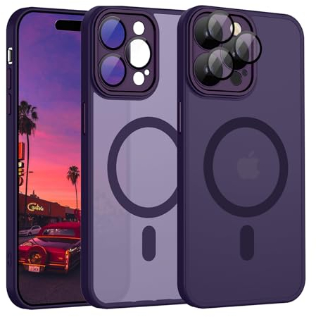 YUANDMI For iPhone 14 Pro Max Case, Hany Case for iPhone 14 Pro Max Magnetic Lightweight Thin Matte Touch Camera Protection Non-Slip Scratch-Resistant Protection Shockproof Case Dark Purple