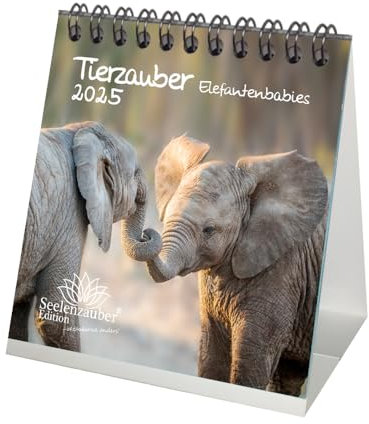 Tierzauber Elefantenbabies Kalender für 2025 Format 10cm x 10cm Elefanten - Seelenzauber