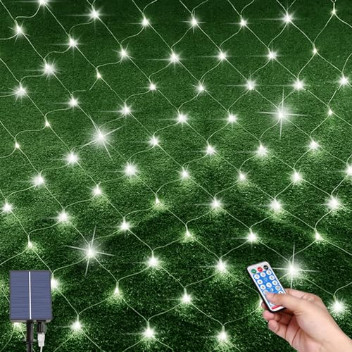 MXJFYY Guirnaldas Neta Luz Exterior Luz Jardín, 2M*3M 198LEDs Red Luz, Red Luces Solares Exterior, Arbol Navidad Exterior con Luces, Impermeable Luces para Navidad Cortina Balcón Ventanas Terraza
